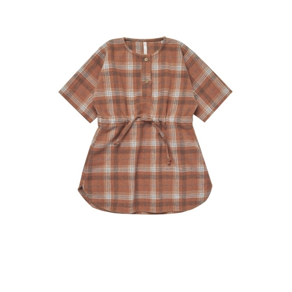 NWT RYLEE + CRU ELENI DRESS / BROWN PLAID 6-7 - Picture 4 of 9